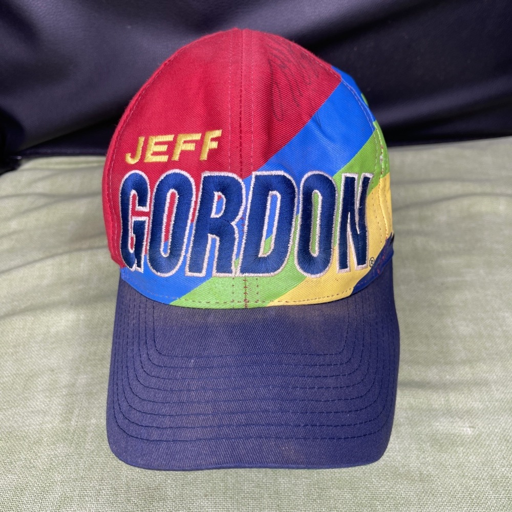 VTG Chase Authentics Jeff Gordon DuPont Rainbow Wrap Snapback Hat Autographed